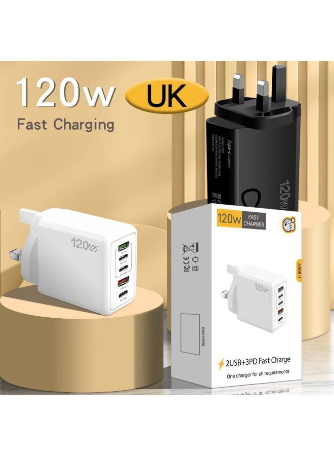 MANBO 120W UK Super Fast Charging Adapter - White Portable Travel Power Charger for Mobile Phones - Image 2